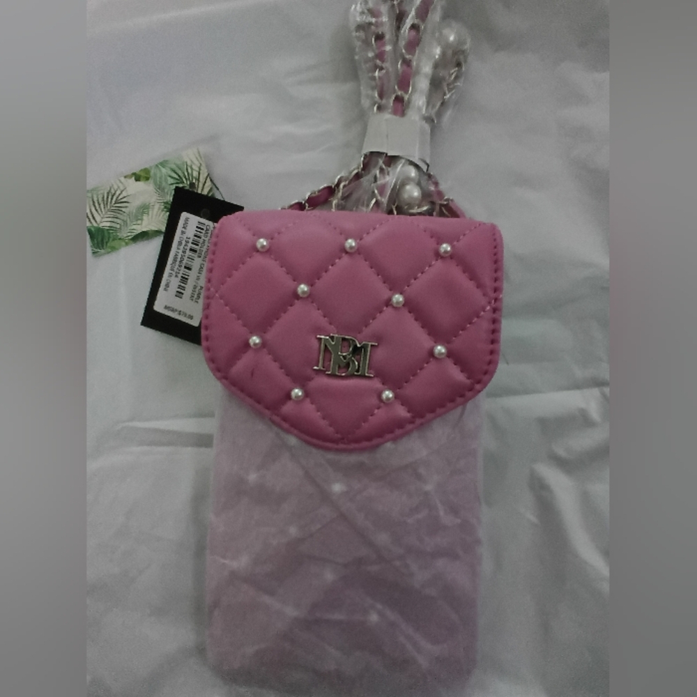 Badgley Mischka Pearl Strap Phone Case, Diamond Quilting, and Insert Card Holder